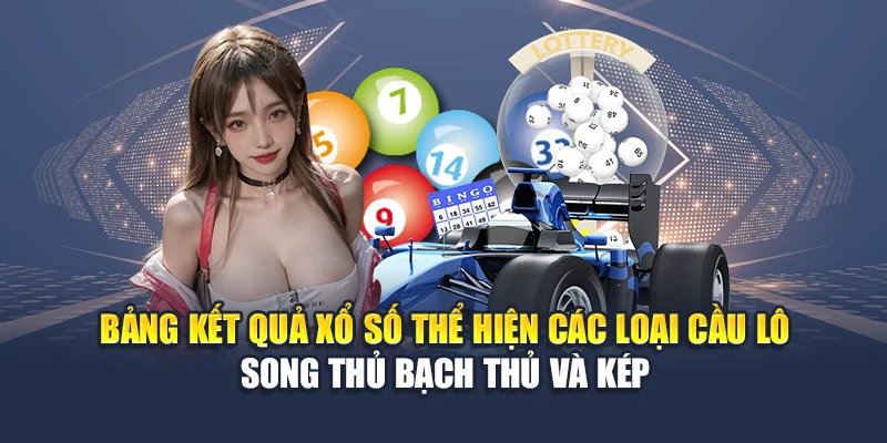 Bảng kết quả xổ số thể hiện các loại cầu lô song thủ bạch thủ và kép